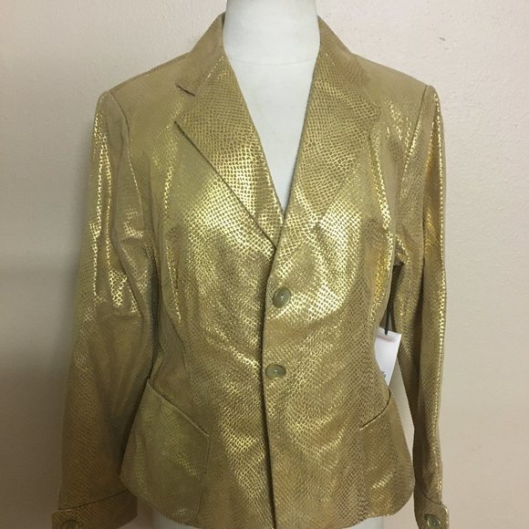 Vintage Di Vita Gold Metallic Suede snake Python Jacket suit coat blazer - Picture 1 of 10